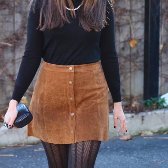 Forever 21 Dresses & Skirts - Forever 21 Leather Suede Button Up Mini Skirt M